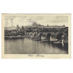 1923 - Praha, Hradčany, rotoražec, čiernobiela pohľadnica, Československo