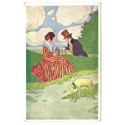1930 - Velikonoční pozdrav!, maľovaná pohľadnica, Československo