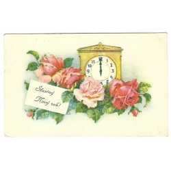 1928 - Šťastný Nový rok!, maľovaná pohľadnica, Československo