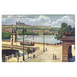 Prag, Praha, maľovaná pohľadnica, krátka adresa