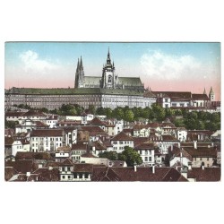 Prag, Hradschin, Praha, maľovaná pohľadnica, krátka adresa