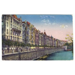 1924 - Praha, Riegrovo nábřeží, kolorovaná pohľadnica, Československo