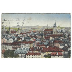 1922 - Praha, Pohled z Vyšehradu, rotoražec, kolorovaná pohľadnica, Československo