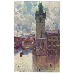 Praha, Staroměstská radnice, kolorovaná pohľadnica, Československo