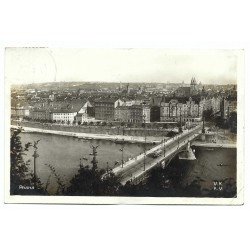 Praha, čiernobiela fotopohľadnica, krátka adresa, Československo