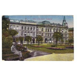 1922 - Král. Vinohrady, radnice, rotoražec, kolorovaná pohľadnica, Československo