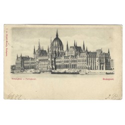 1899 - Budapest, Parlament, čiernobiela pohľadnica, Rakúsko Uhorsko