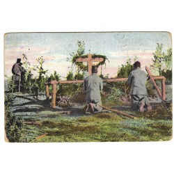 1916 - Modlitba za padlé soudruhy, pečiatka pechoty, kolorovaná pohľadnica, Rakúsko Uhorsko