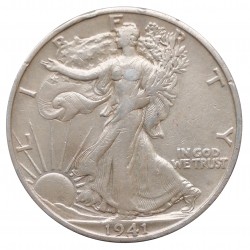 1941 S half dollar, Walking Liberty, Ag 900/1000, 12,50 g, USA