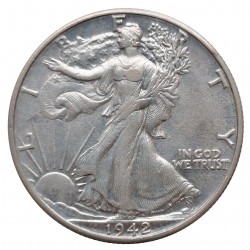 1942 half dollar, Walking Liberty, Ag 900/1000, 12,50 g, USA