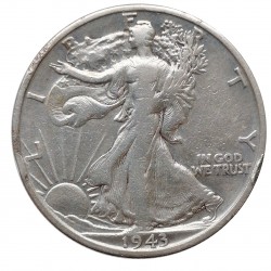 1943 S half dollar, Walking Liberty, Ag 900/1000, 12,50 g, USA