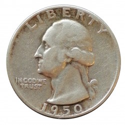 1950 S quarter dollar, Washington, Ag 900/1000, 6,25 g, BK, USA