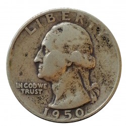 1950 D quarter dollar, Washington, Ag 900/1000, 6,25 g, BK, USA