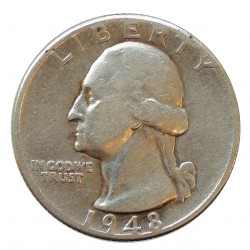 1948 D quarter dollar, Washington, Ag 900/1000, 6,25 g, BK, USA