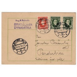 29. IX. 1939 Bratislava, Ing. Klement Ptačovský, lístok, celistvosť, Slovenský štát