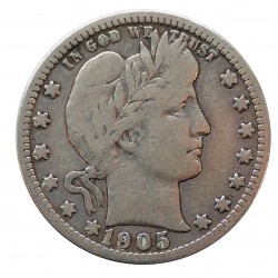 1905 S quarter dollar, Barber, Ag 900/1000, 6,25 g, BK, USA