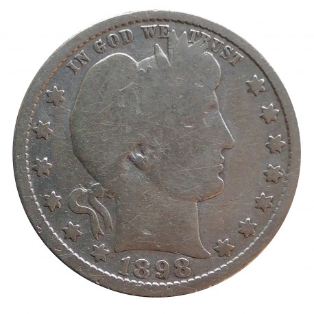 1898 quarter dollar, Barber, Ag 900/1000, 6,25 g, BK, USA