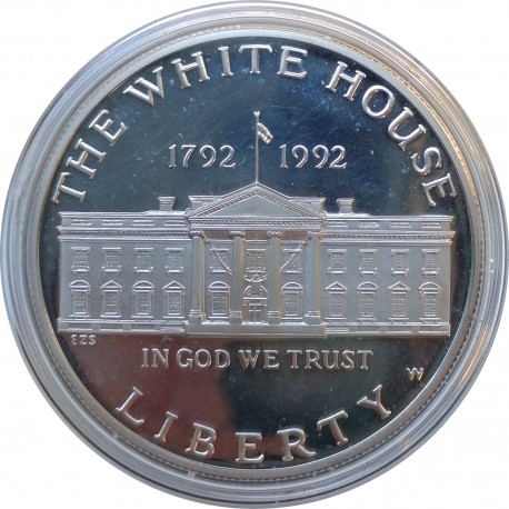 1992 W dollar, White House Bicentennial, Ag, PROOF, USA
