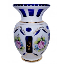 Bohemia, modro-biela váza, dvojvrstvové sklo