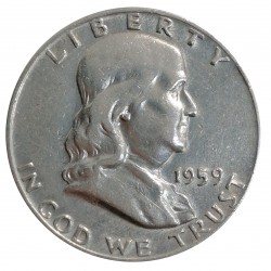 1959 D half dollar, Franklin, Ag 900/1000, 12,50 g, USA