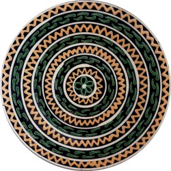 Plytký závesný tanier v zeleno-okrovej farbe, Pozdišovská keramika
