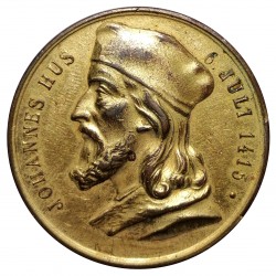 Johannes Hus, pozlátený obecný kov, BK, AE medaila