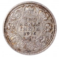 2 annas 1916, Ag 917/1000, 1,45 g, George V., India - British