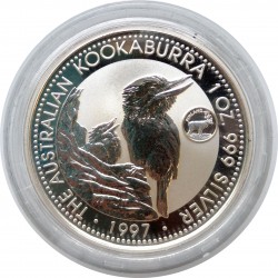 1997 - 1 dollar, 1 OZ, Ag 999/1000, Kookaburra, Privy Mark Finland, Pehr Mint, PROOF, Austrália