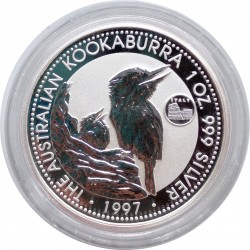 1997 - 1 dollar, 1 OZ, Ag 999/1000, Kookaburra, Privy Mark Italy, Pehr Mint, PROOF, Austrália