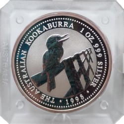 1998 - 1 dollar, 1 OZ, Ag 999/1000, Kookaburra, Pehr Mint, PROOF, Austrália
