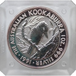 1991 - 5 dollars, 1 OZ, Ag 999/1000, Kookaburra, PROOF, Austrália