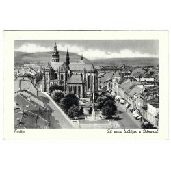1944 - Košice, Hlavná ulica, Dóm, čiernobiela fotopohľadnica, Maďarské kráľovstvo