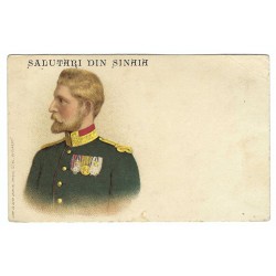 Portrét Ferdinanda I., rumunského kráľa, maľovaná pohľadnica, neprešla poštou