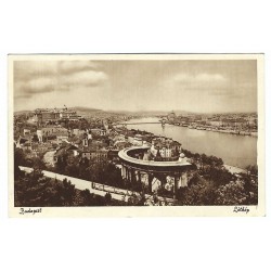 1933 - Budapešť, Panoráma, hnedobiela pohľadnica, Maďarské kráľovstvo