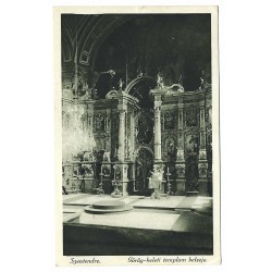1929 - Svätý Ondrej, interiér kostola, čiernobiela pohľadnica, Maďarské kráľovstvo