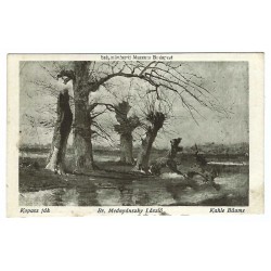 1930 - L. Mednyánszky - Lysé stromy, čiernobiela pohľadnica, Maďarské kráľovstvo