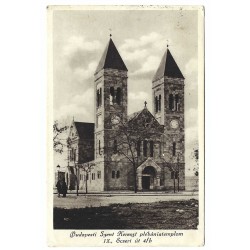 1931 - Farský kostol v Budapešti, čiernobiela pohľadnica, Maďarské kráľovstvo