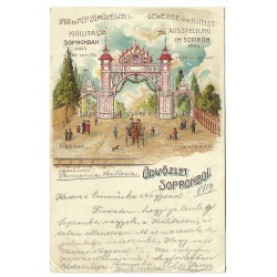 1904 - Pozdrav zo Sopronbolu, kolorovaná pohľadnica, Rakúsko Uhorsko