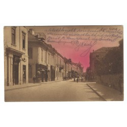 1915 - Eger, Hlavná ulica, kolorovaná pohľadnica, Rakúsko Uhorsko