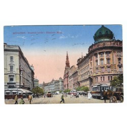 1915 - Budapešť, Alžbetin bulvár, kolorovaná pohľadnica, Rakúsko Uhorsko