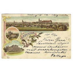 1898 - Pozdrav z Krakowa, kolorovaná pohľadnica, Rakúsko Uhorsko