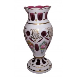 Bohemia, bielo-ružová váza, dvojvrstvové sklo