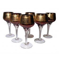 Menšie poháre na víno, Jan Gabrhel, Chlumě u Třeboně, rubínové sklo
