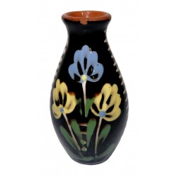 Menšia váza s modro-žltými kvetmi, Pozdišovská keramika