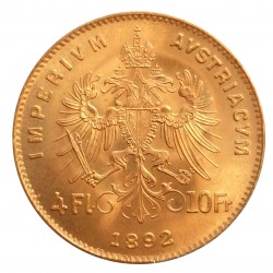 1892 - 4 Fl, 10 Fr, František Jozef I., novorazba, Viedeň, Rakúsko (2)