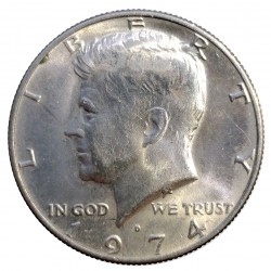 1974 D half dollar, Kennedy, CuNi, USA