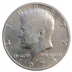 1973 D half dollar, Kennedy, CuNi, USA