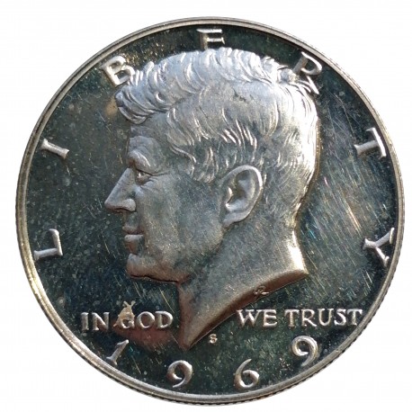 1969 S half dollar, Kennedy, PROOF, Ag 400/1000, 11,50 g, USA