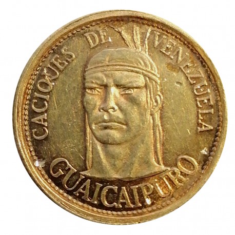 Guaicaipuro, indiánsky náčelník, 1,50 g, Au 900/1000, 5 bolivarov, Venezuela