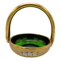 Zelený košík z borského skla, Bohemia Glass, Československo